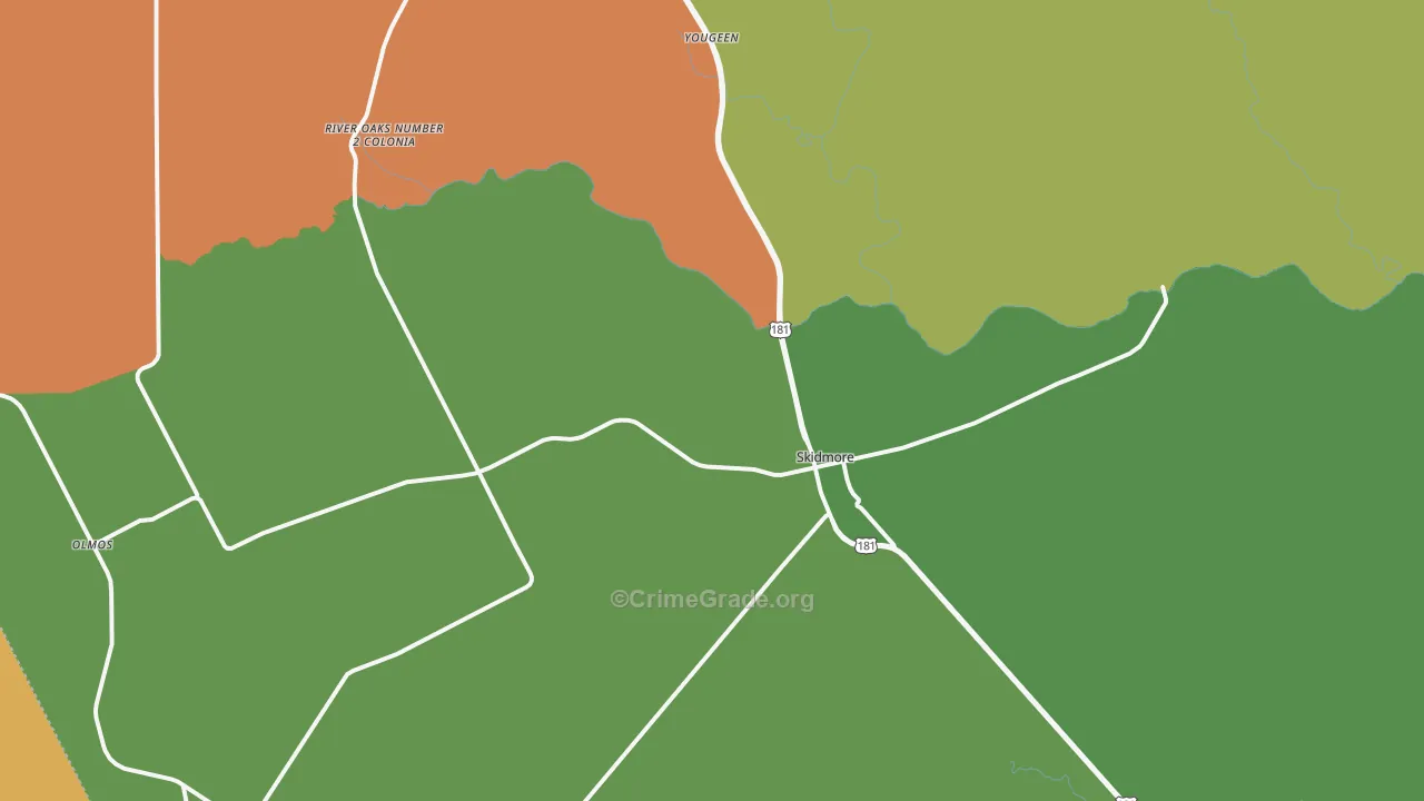 Skidmore, TX Map of Drug-Related Crime Rates