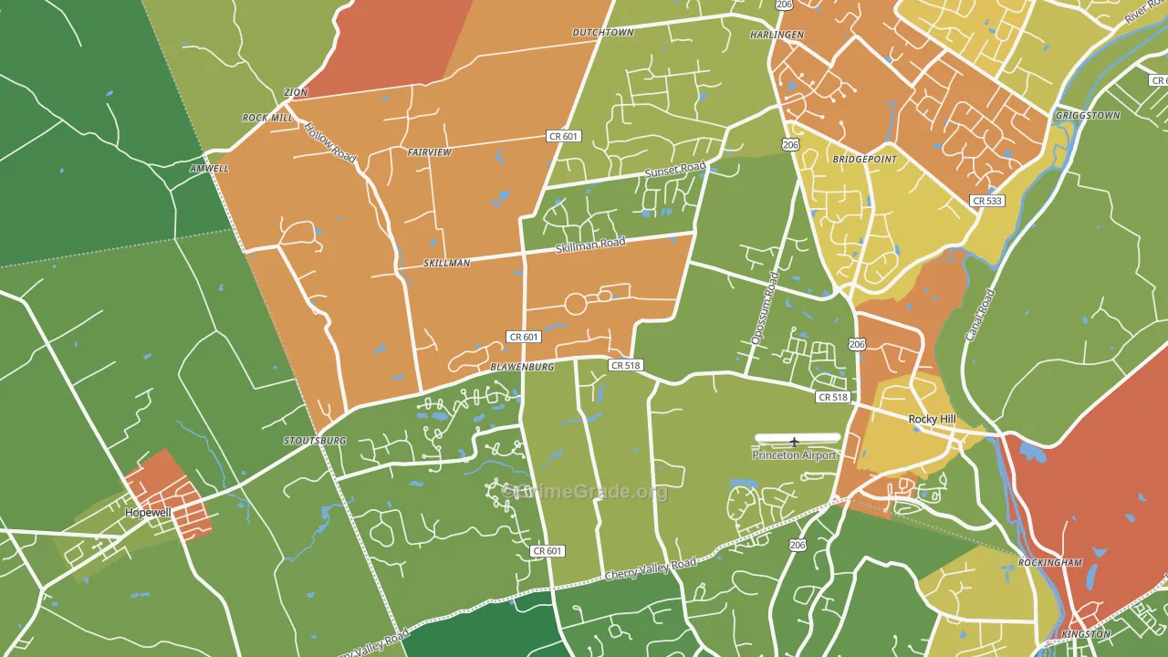 Skillman, NJ Map of Drug-Related Crime Rates