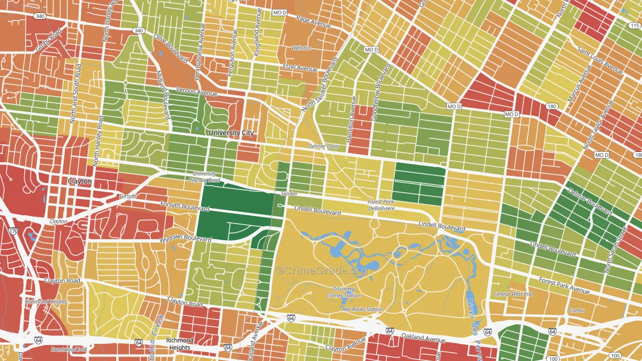 Skinker-Debaliviere, St. Louis, MO Map of Drug-Related Crime Rates