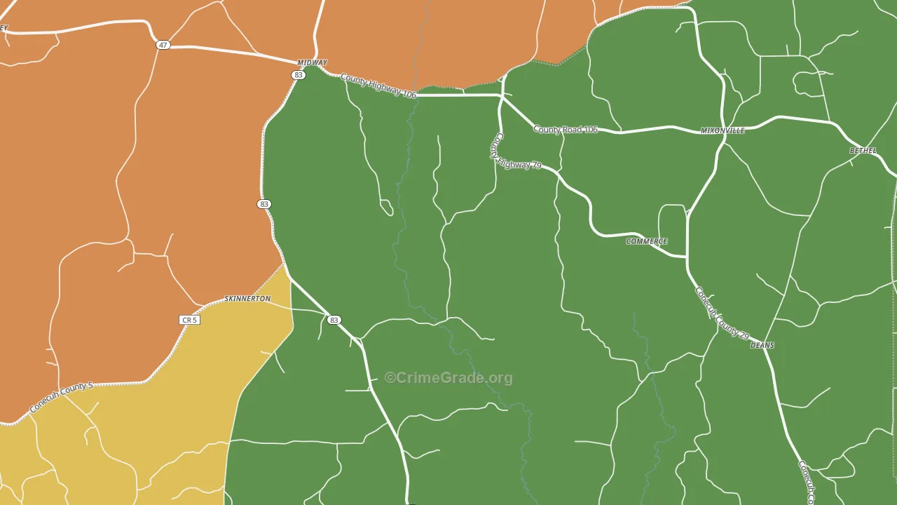 Skinnerton, AL Map of Drug-Related Crime Rates