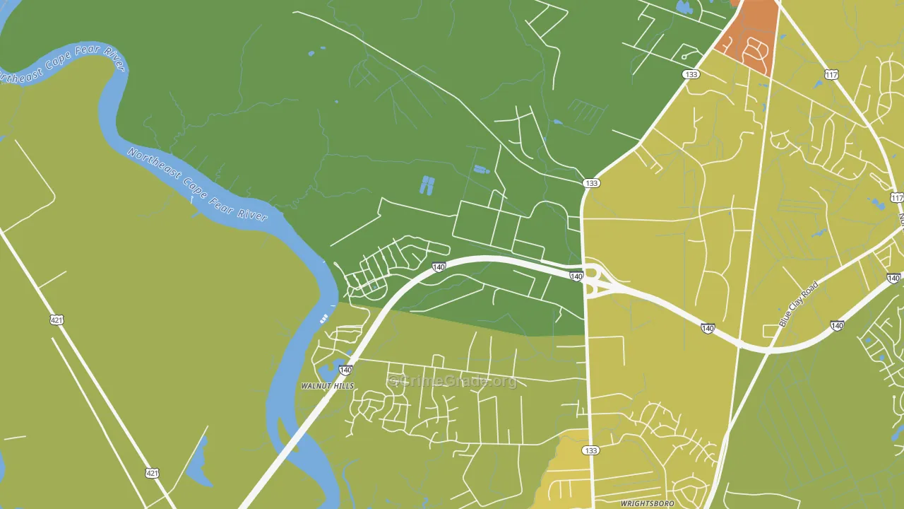 Skippers Corner, NC Map of Drug-Related Crime Rates