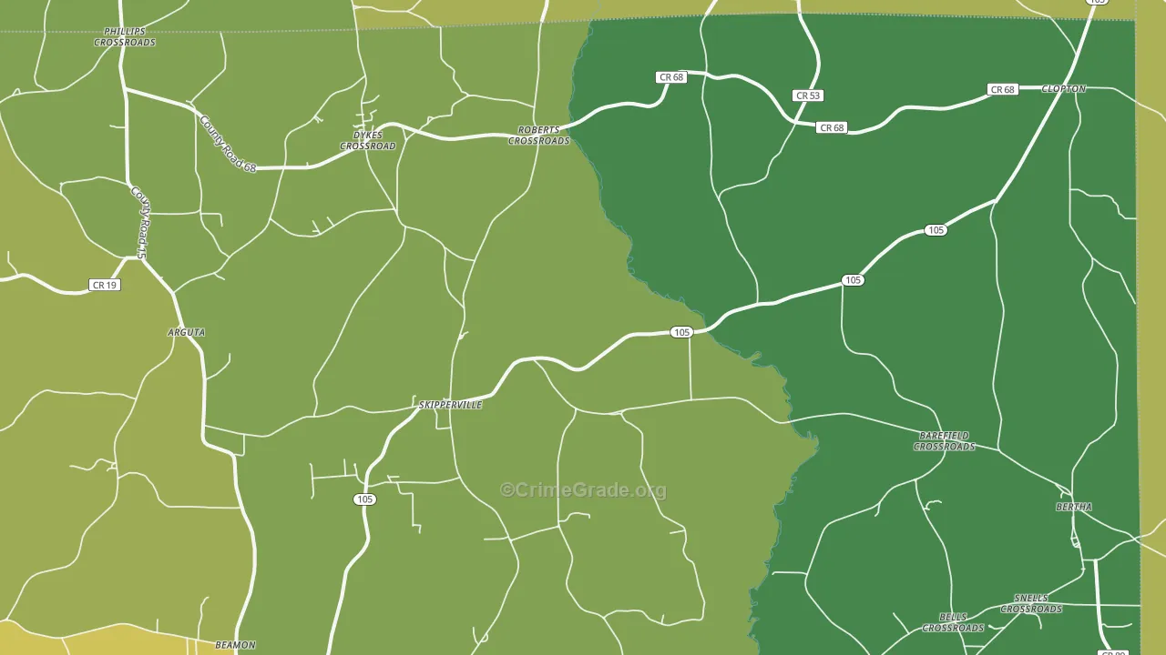 Skipperville, AL Map of Drug-Related Crime Rates