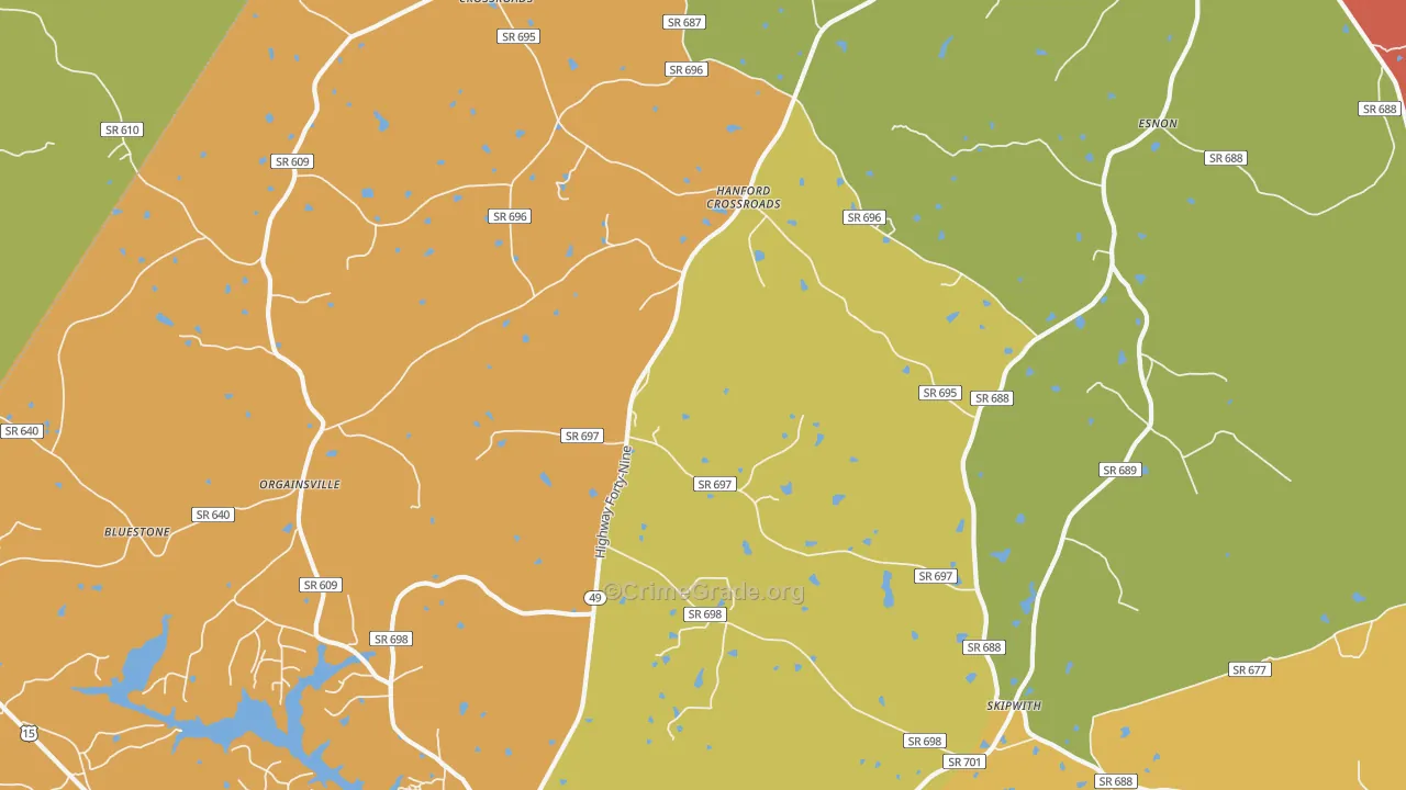 Skipwith, VA Map of Drug-Related Crime Rates