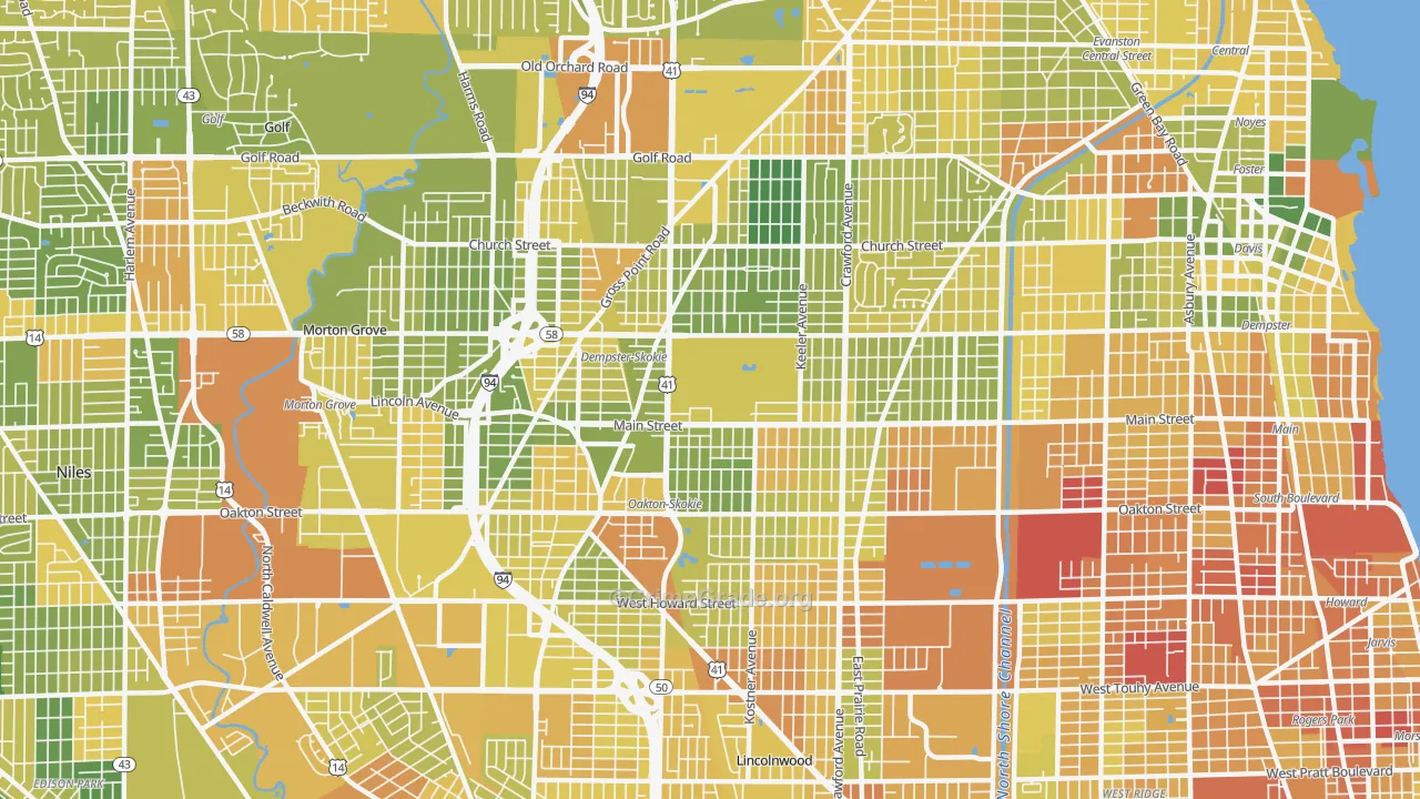 Skokie, IL Map of Drug-Related Crime Rates