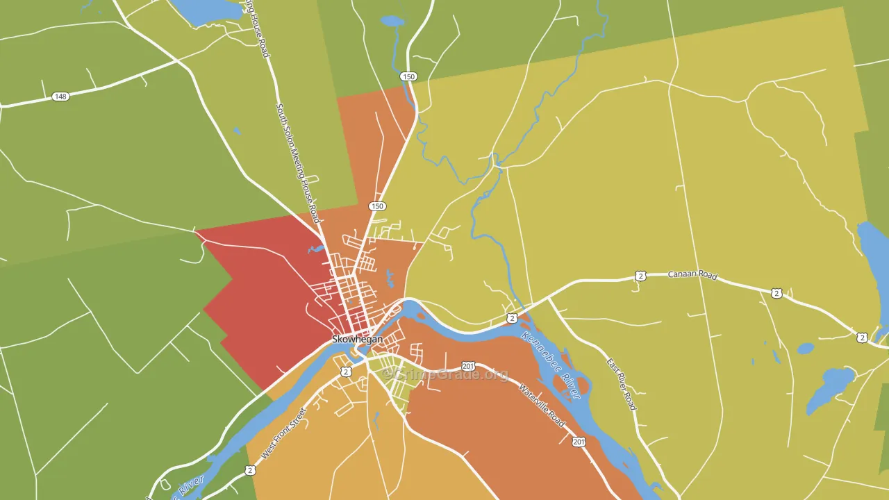 Skowhegan, ME Map of Drug-Related Crime Rates