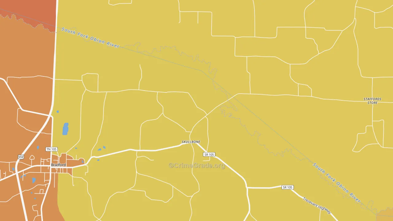 Skullbone, TN Map of Drug-Related Crime Rates