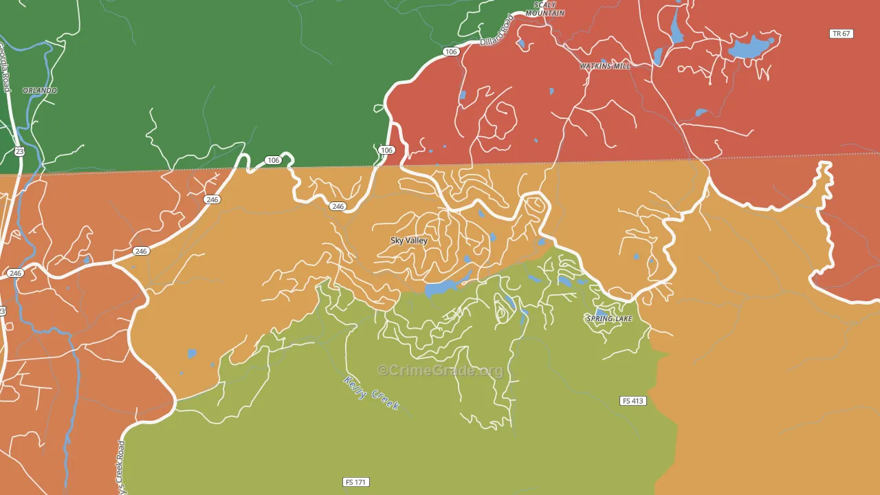 Sky Valley, GA Map of Drug-Related Crime Rates