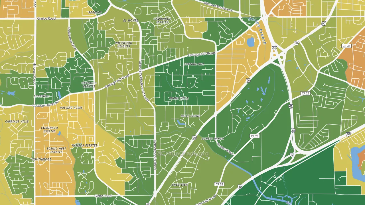 Skyland Park, Mobile, AL Map of Drug-Related Crime Rates