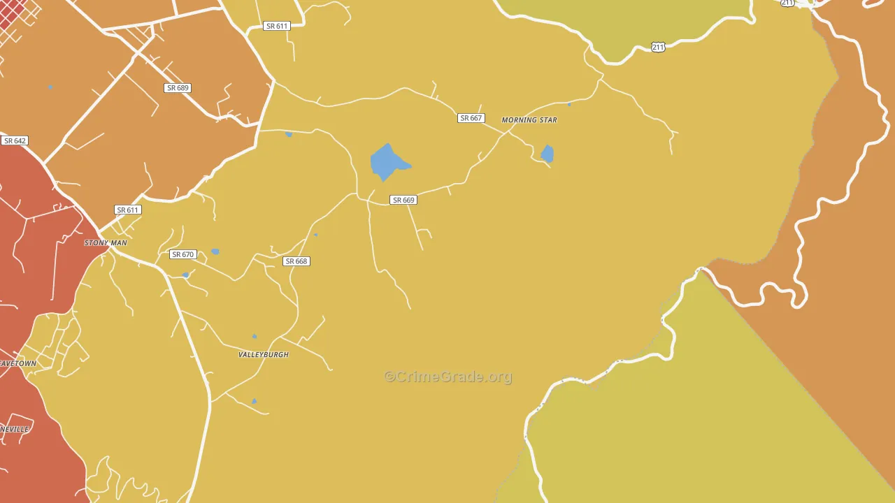 Skyland, VA Map of Drug-Related Crime Rates