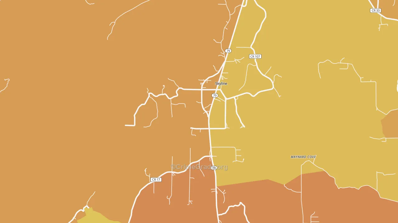 Skyline, AL Map of Drug-Related Crime Rates