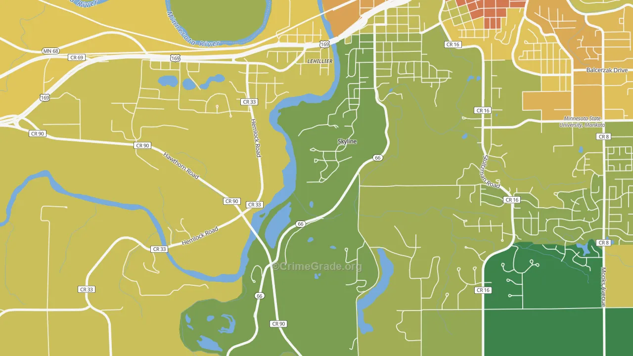 Skyline, MN Map of Drug-Related Crime Rates