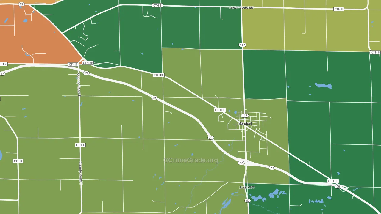 Slab City, WI Map of Drug-Related Crime Rates