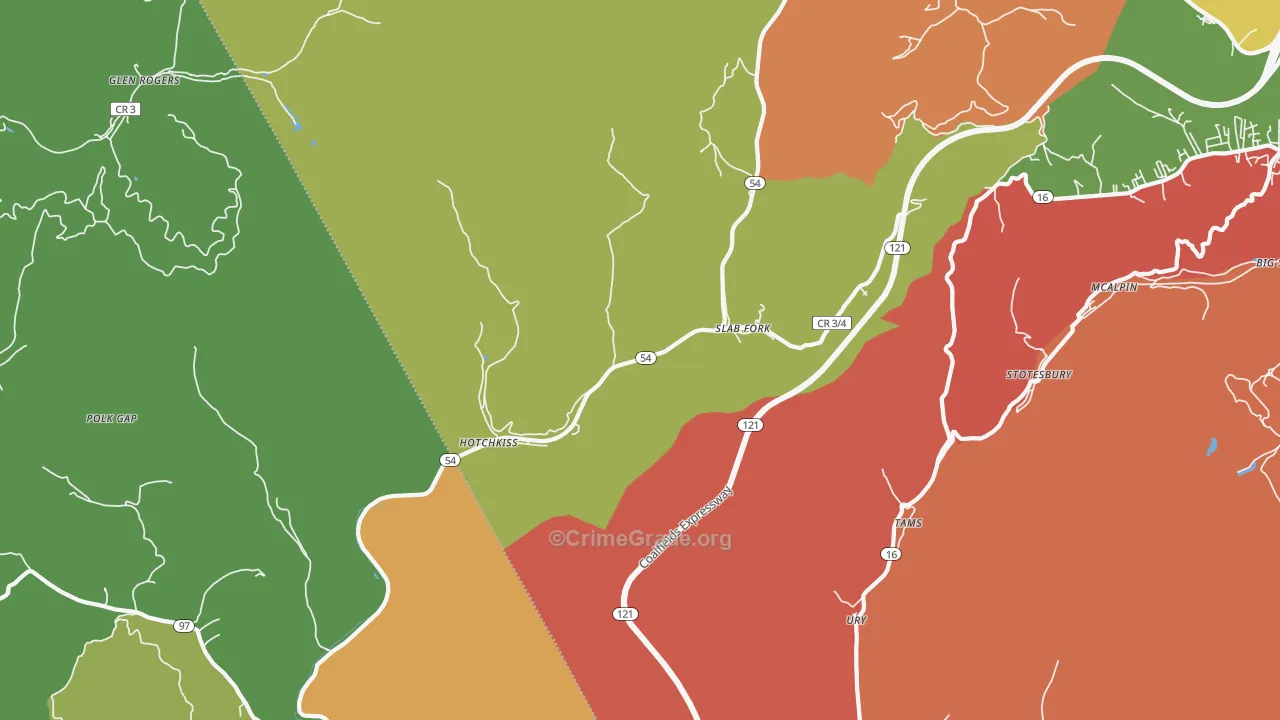 Slab Fork, WV Map of Drug-Related Crime Rates