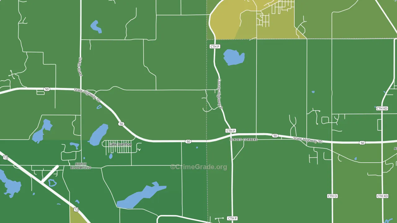 Slades Corner, WI Map of Drug-Related Crime Rates
