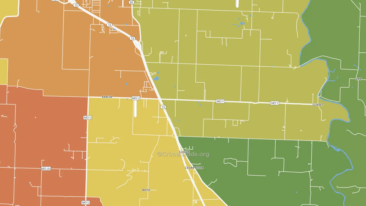 Slagle, MO Map of Drug-Related Crime Rates