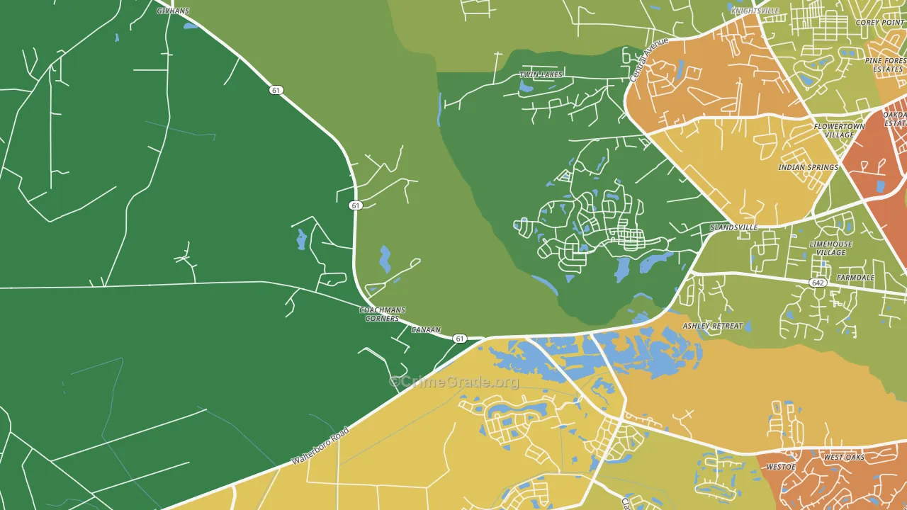 Slandsville, SC Map of Drug-Related Crime Rates