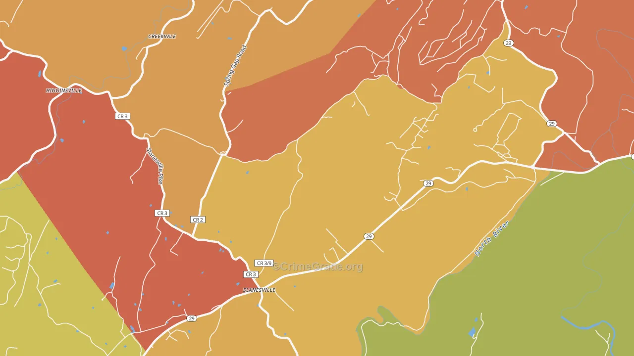 Slanesville, WV Map of Drug-Related Crime Rates