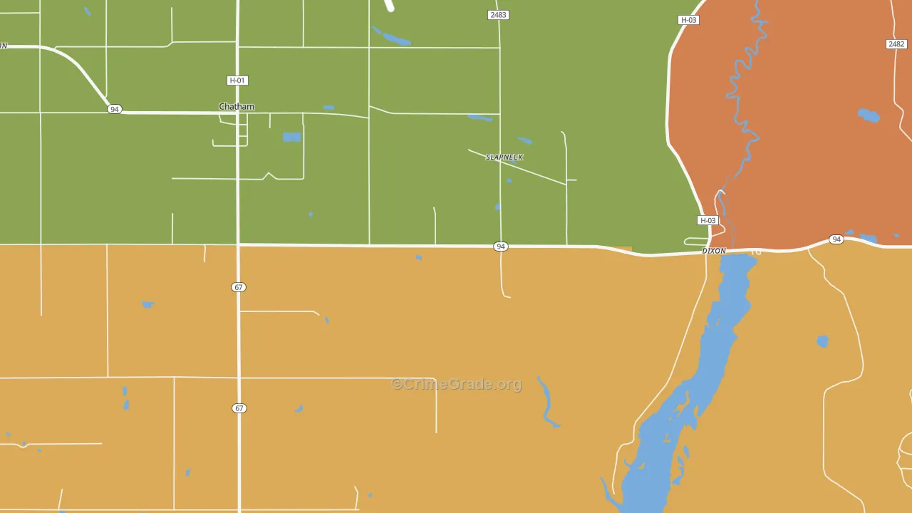 Slapneck, MI Map of Drug-Related Crime Rates