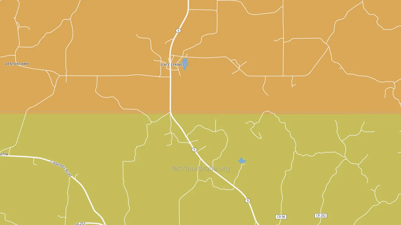 Slate Springs, MS Map of Drug-Related Crime Rates