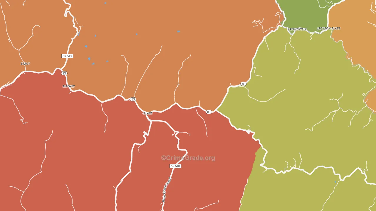 Slate, VA Map of Drug-Related Crime Rates