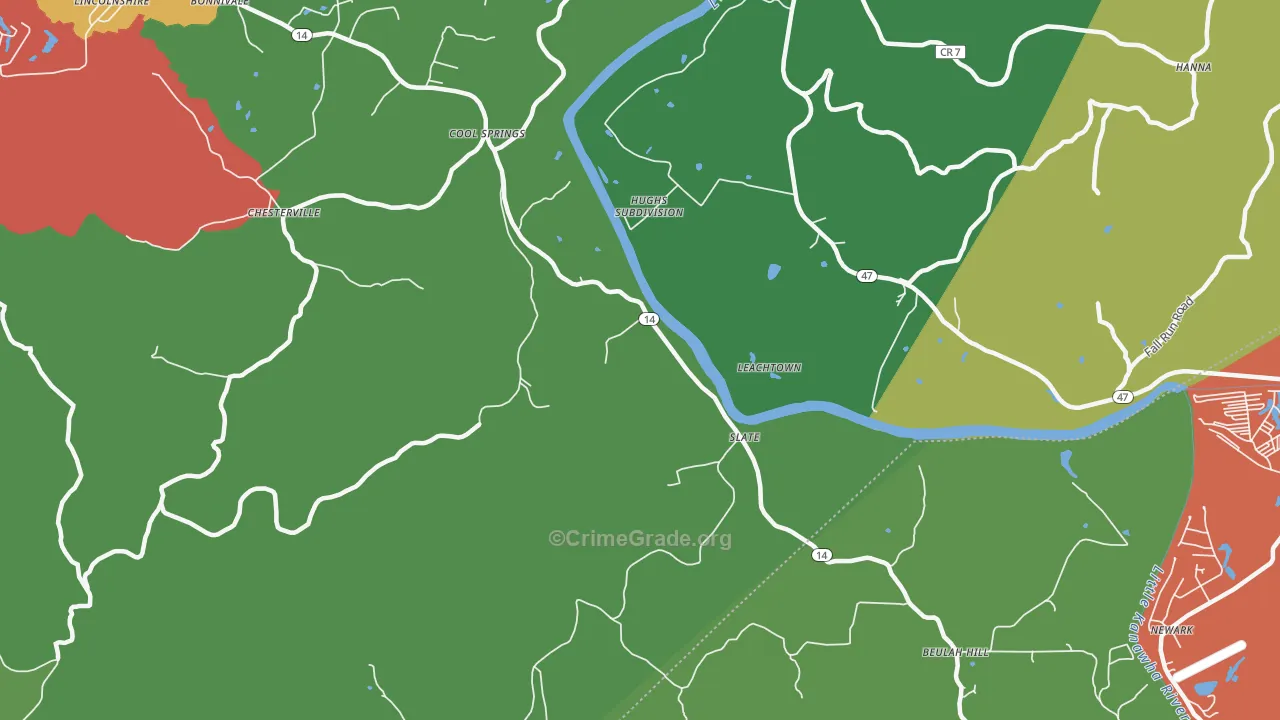 Slate, WV Map of Drug-Related Crime Rates