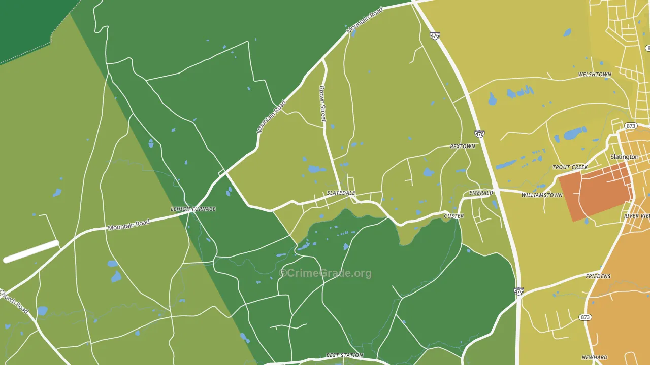Slatedale, PA Map of Drug-Related Crime Rates