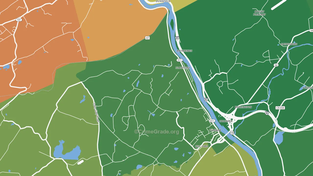Slateford, PA Map of Drug-Related Crime Rates