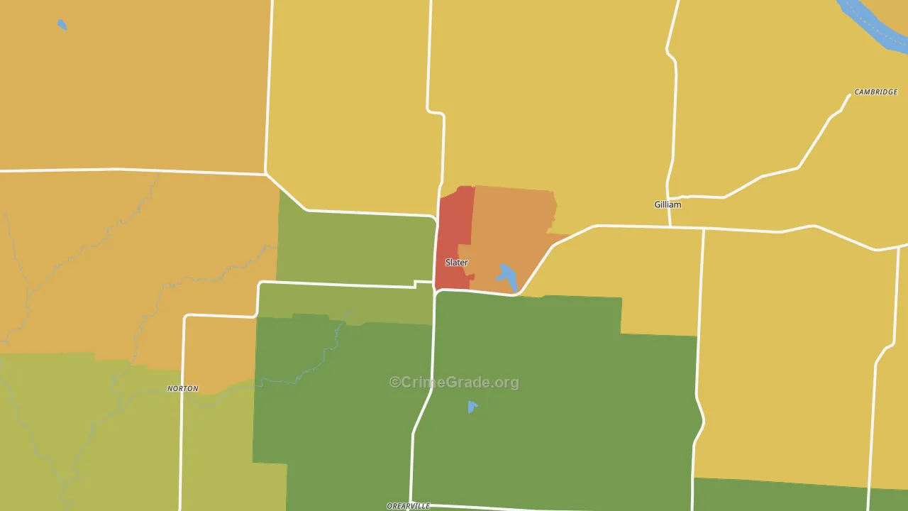 Slater, MO Map of Drug-Related Crime Rates