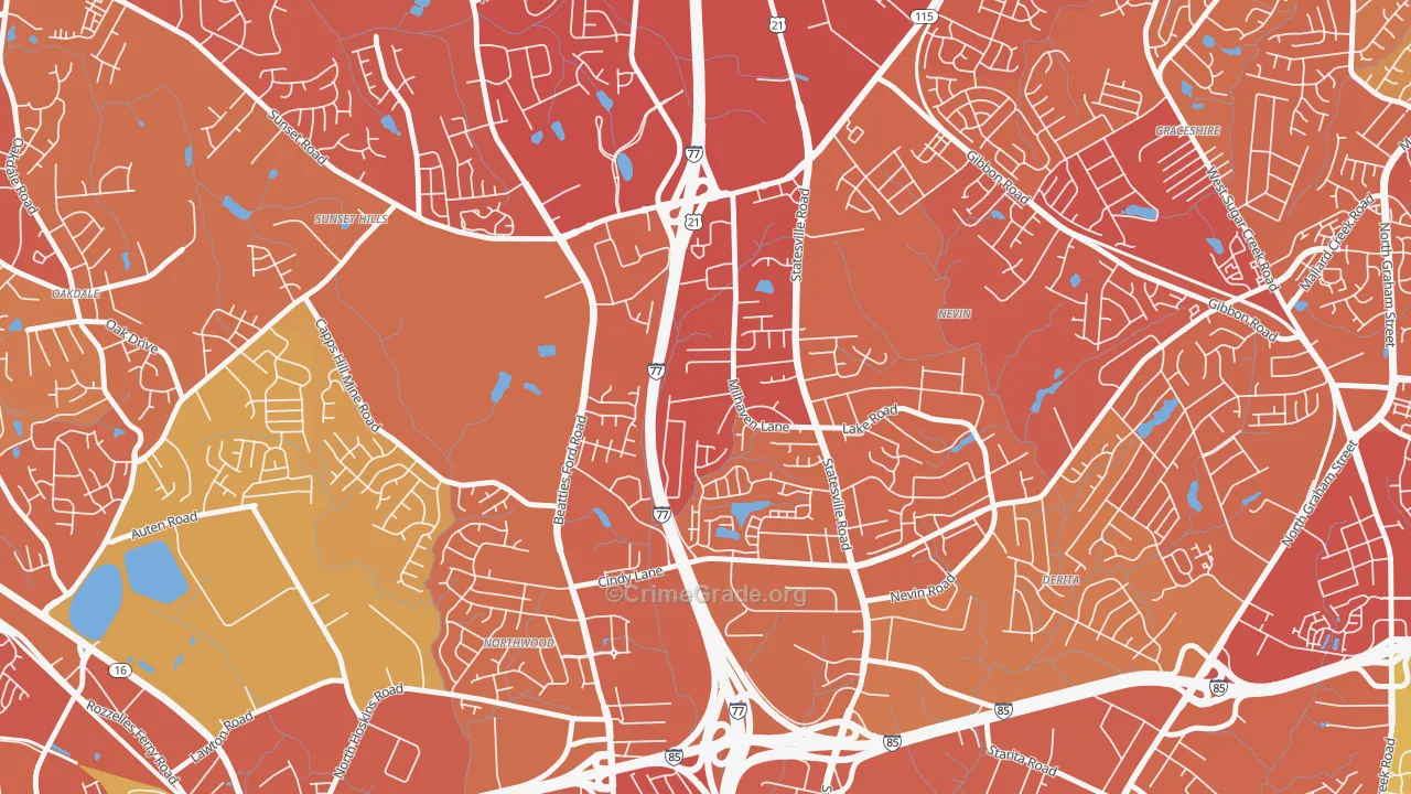 Slater Park, Charlotte, NC Map of Drug-Related Crime Rates
