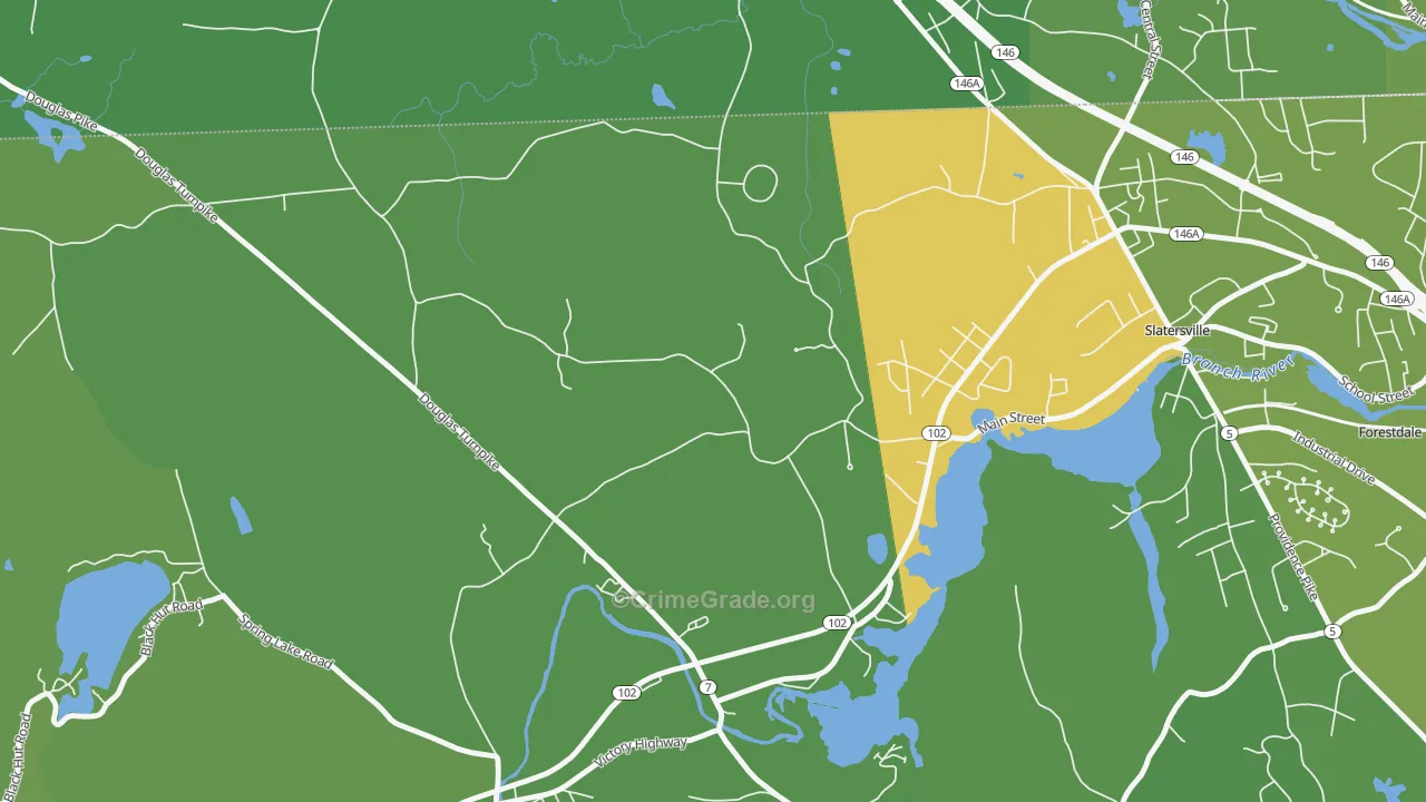 Slatersville, RI Map of Drug-Related Crime Rates
