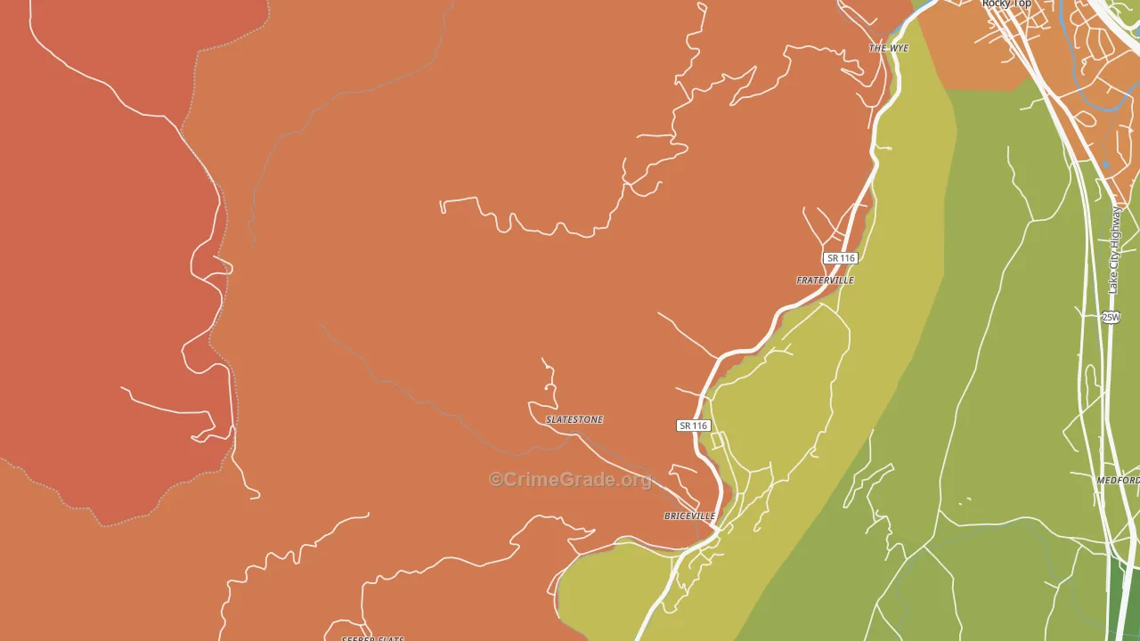 Slatestone, TN Map of Drug-Related Crime Rates