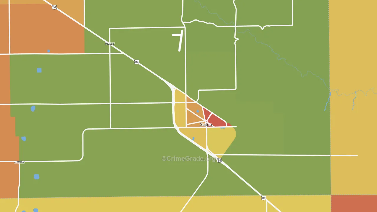 Slaton, TX Map of Drug-Related Crime Rates