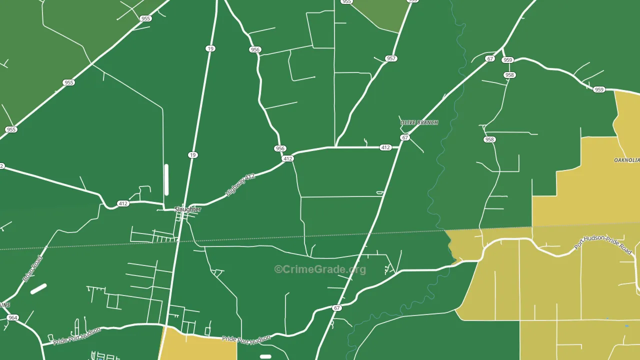 Slaughter, LA Map of Drug-Related Crime Rates