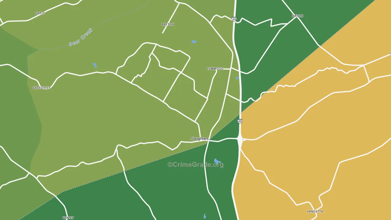 Slaughters, KY Map of Drug-Related Crime Rates