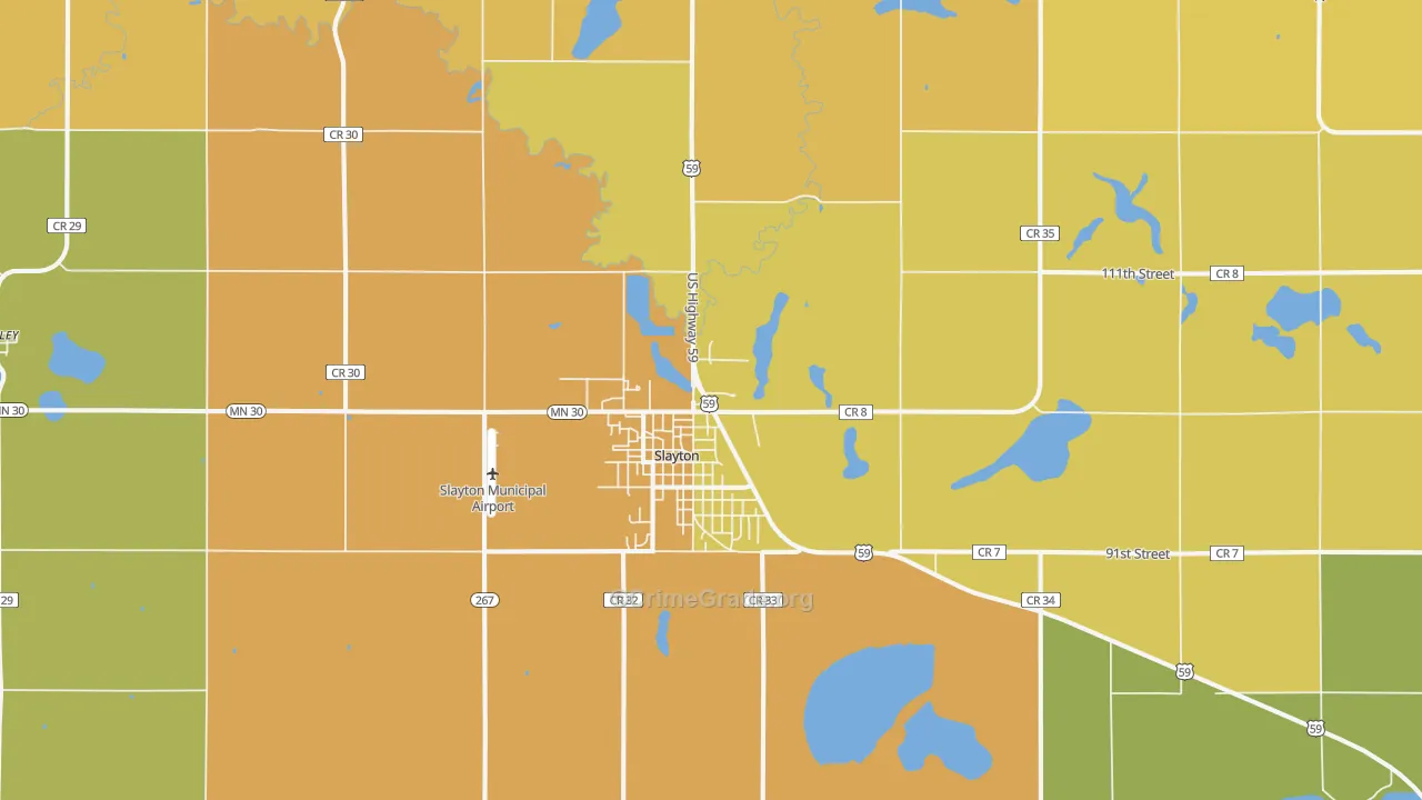 Slayton, MN Map of Drug-Related Crime Rates