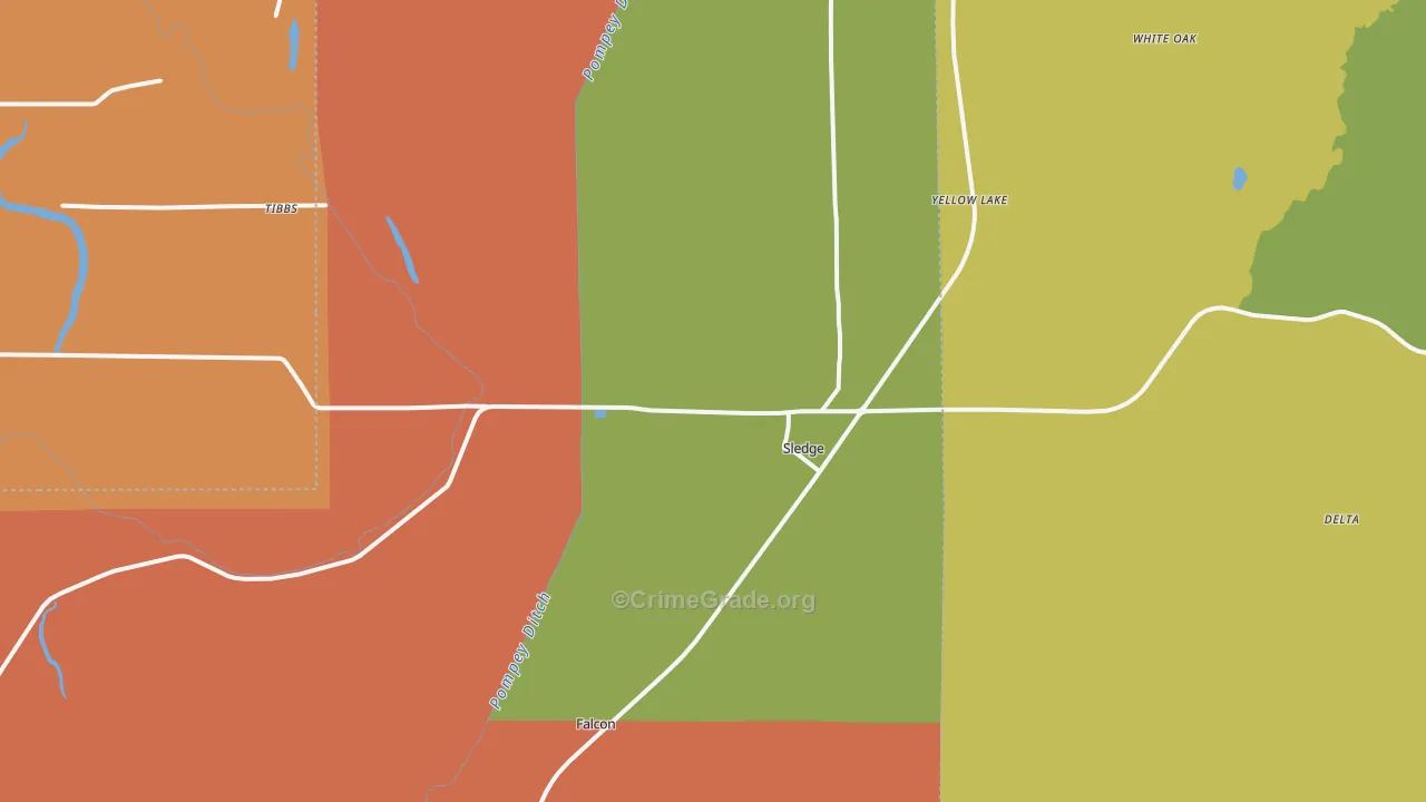 Sledge, MS Map of Drug-Related Crime Rates