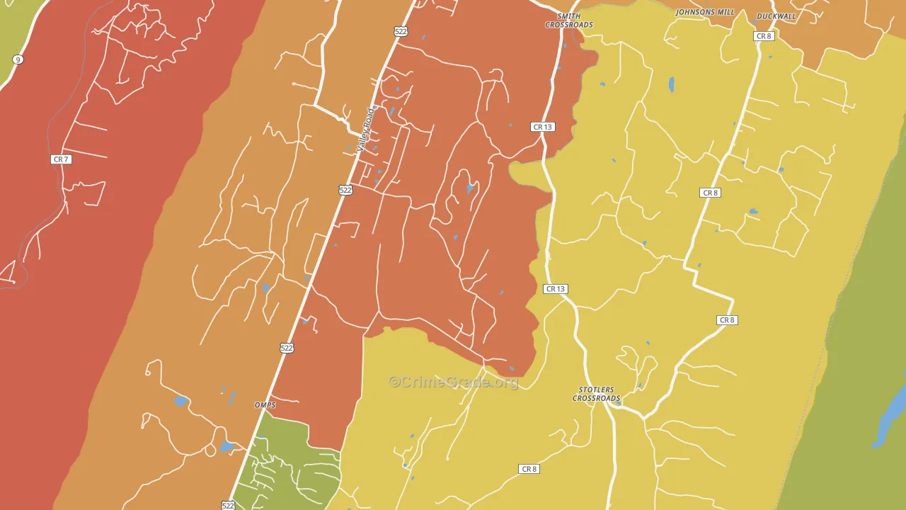 Sleepy Creek, WV Map of Drug-Related Crime Rates