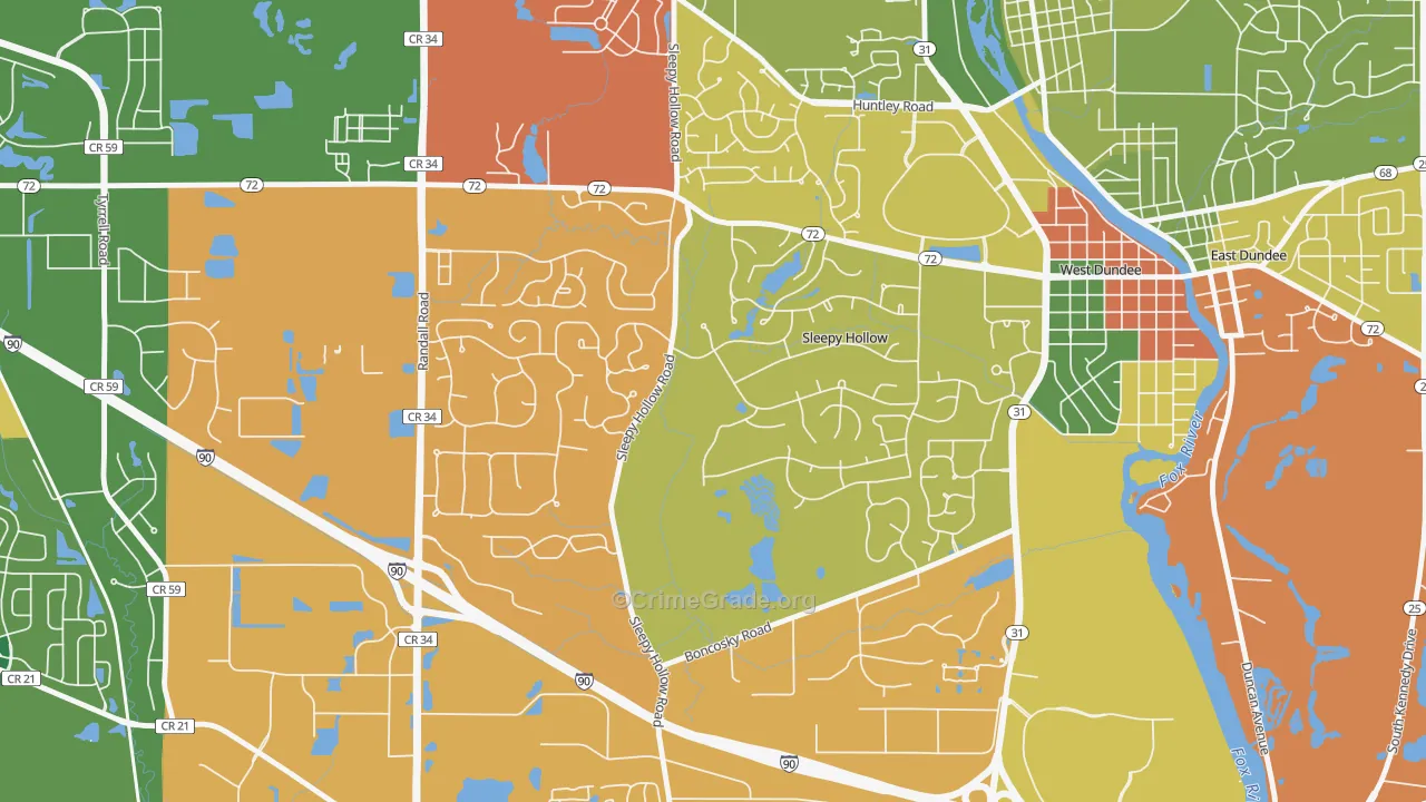Sleepy Hollow, IL Map of Drug-Related Crime Rates