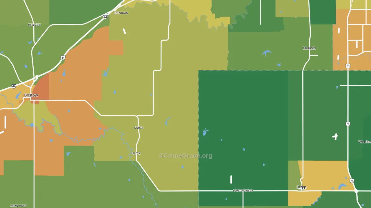 Slick, OK Map of Drug-Related Crime Rates
