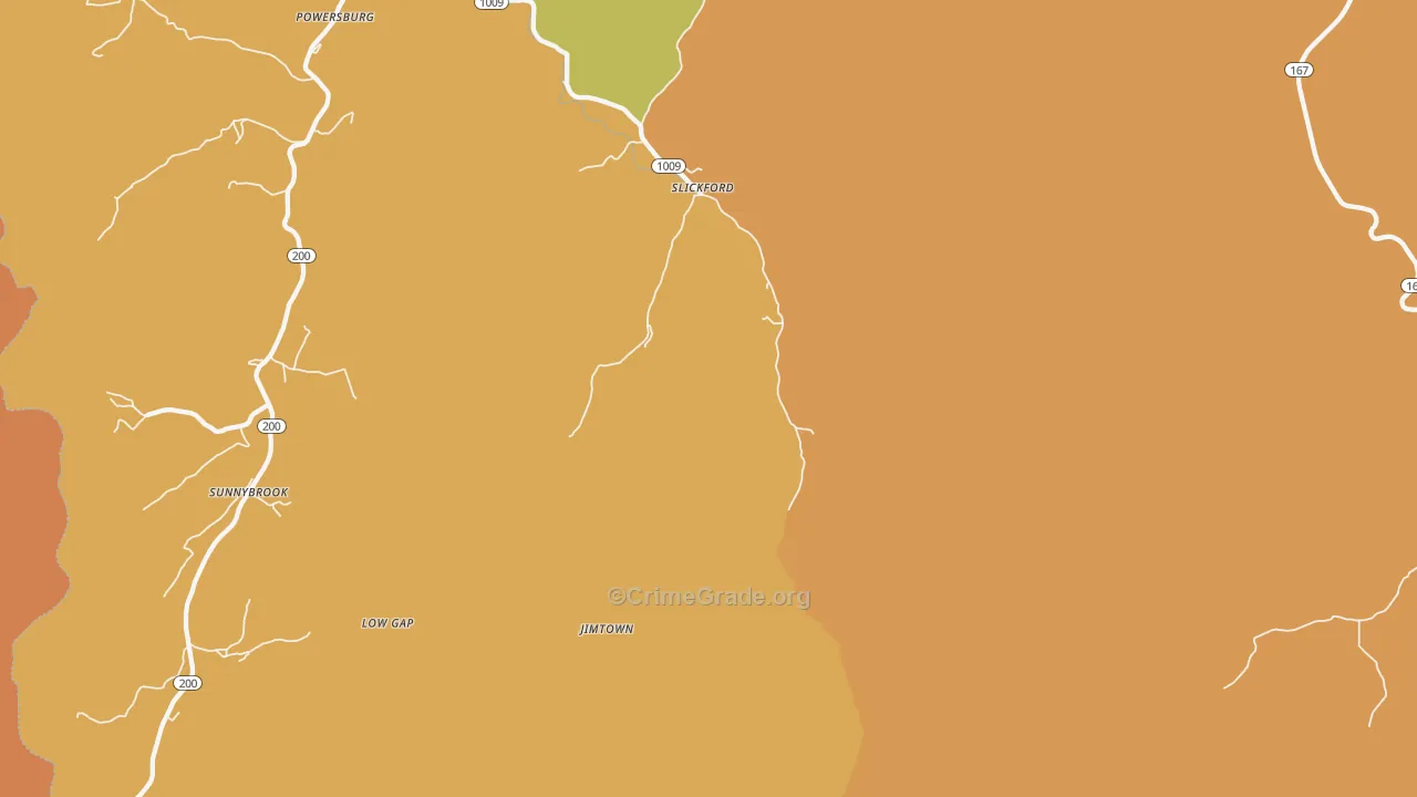 Slickford, KY Map of Drug-Related Crime Rates