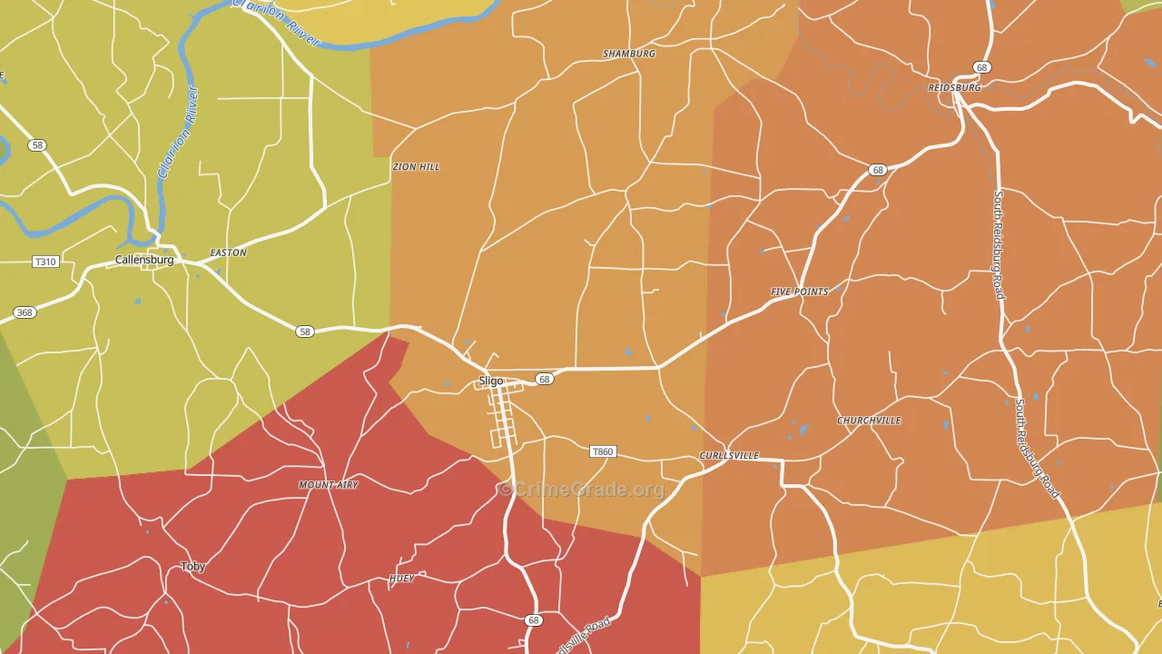 Sligo, PA Map of Drug-Related Crime Rates