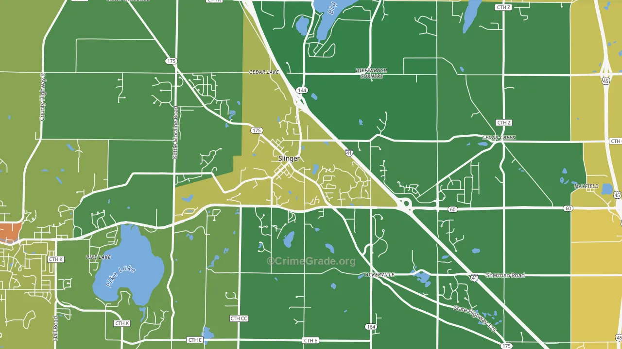 Slinger, WI Map of Drug-Related Crime Rates