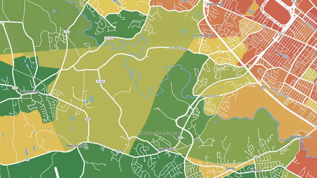 Slingerlands, NY Map of Drug-Related Crime Rates