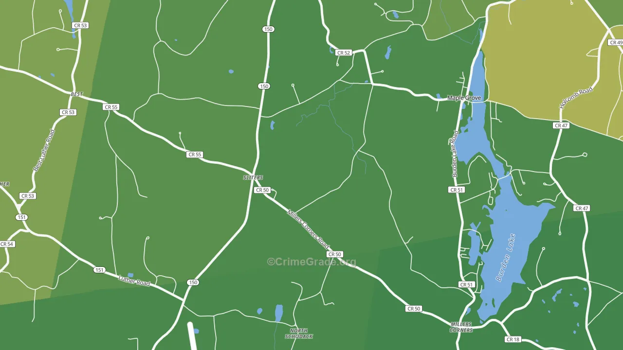 Sliters, NY Map of Drug-Related Crime Rates