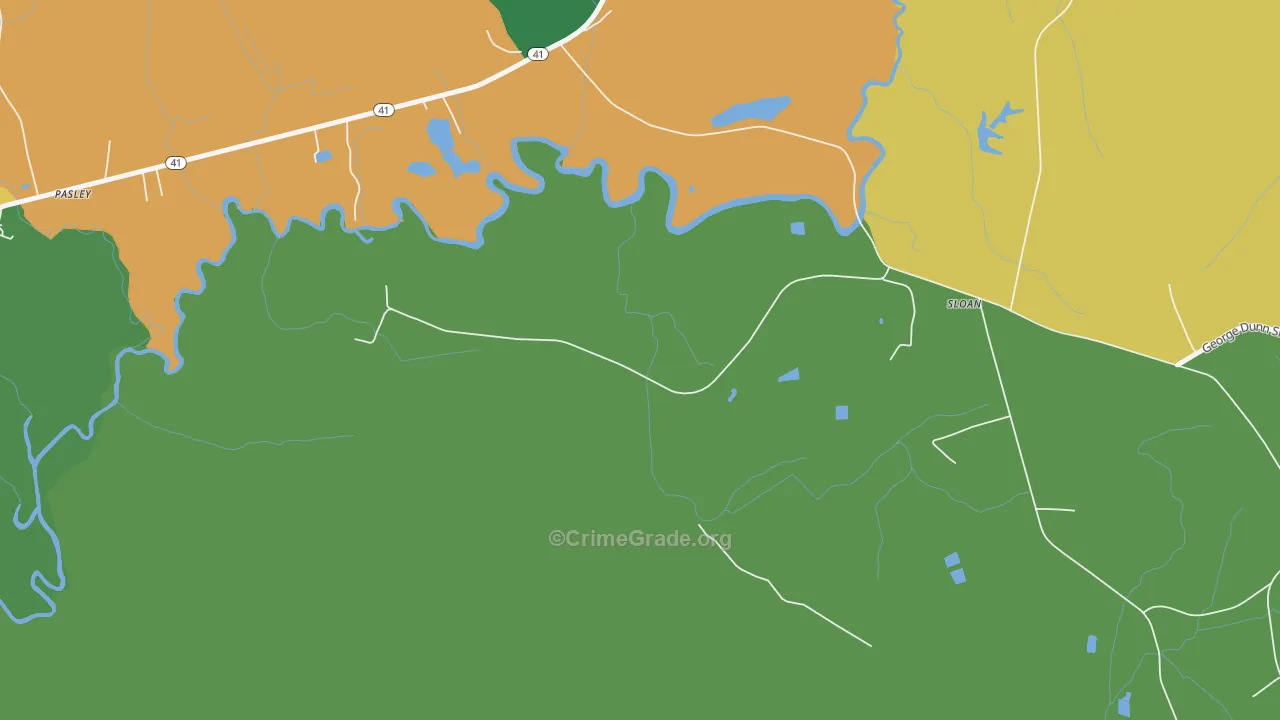 Sloan, NC Map of Drug-Related Crime Rates