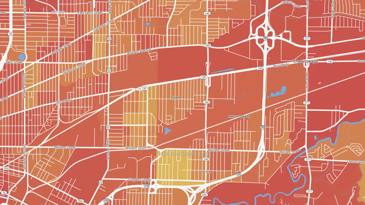 Sloan, NY Map of Drug-Related Crime Rates