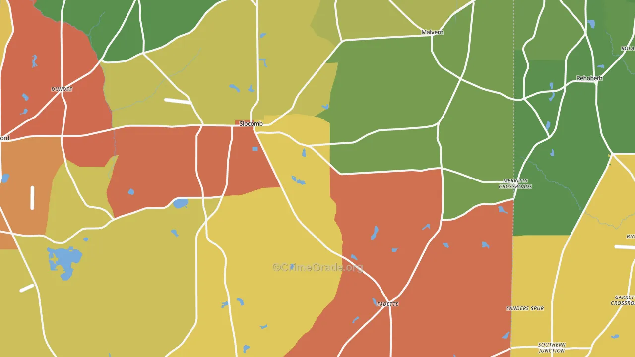 Slocomb, AL Map of Drug-Related Crime Rates