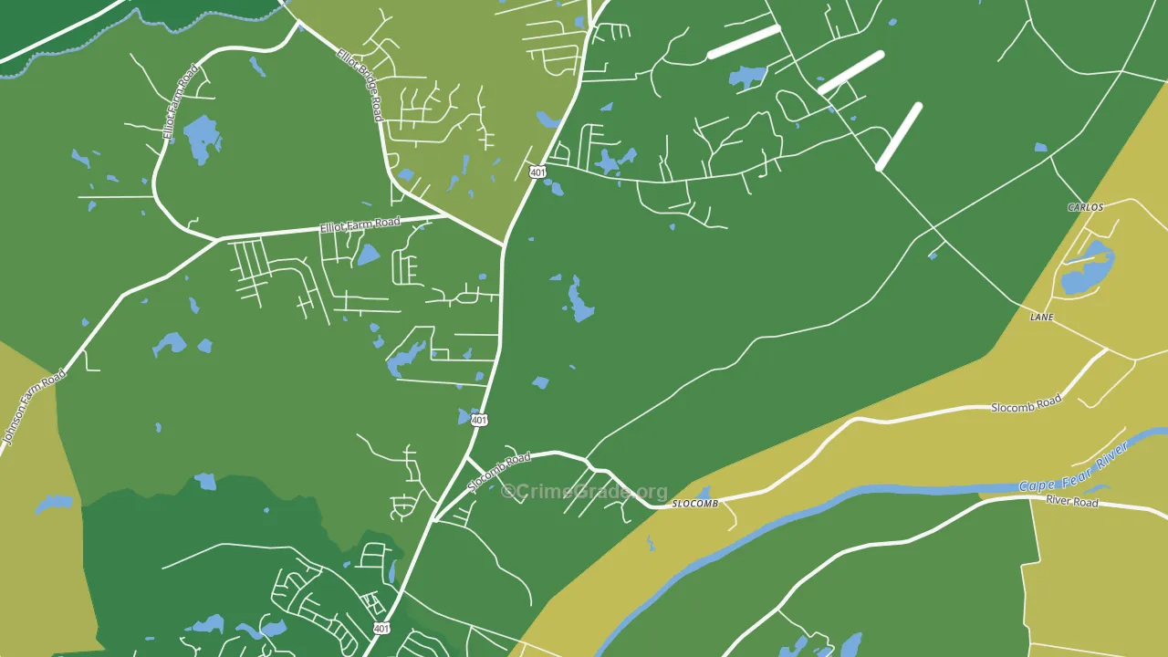 Slocomb, NC Map of Drug-Related Crime Rates