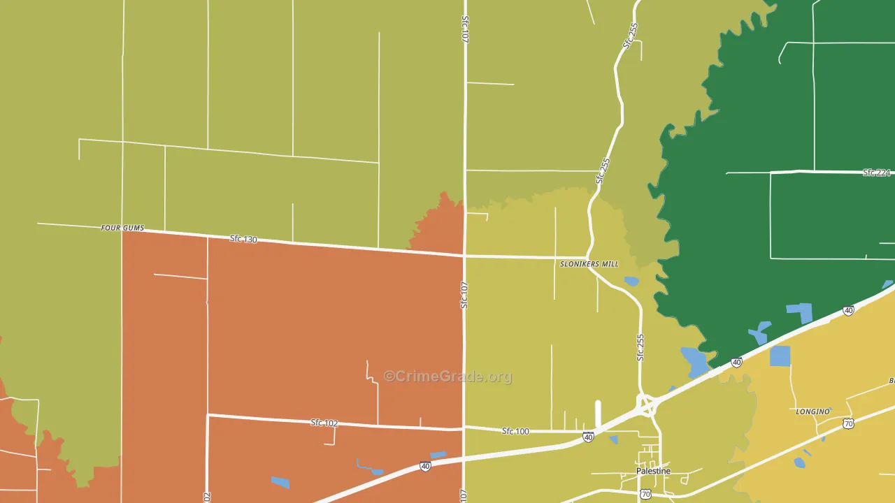 Slonikers Mill, AR Map of Drug-Related Crime Rates