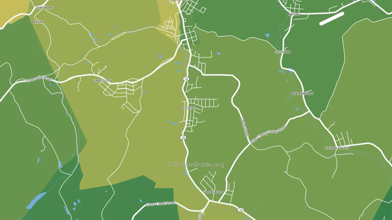 Slovan, PA Map of Drug-Related Crime Rates